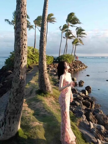 French-style, ethereal tea-length floral slip dress—spring/summer collection featuring a sheer, seductive V-neck design with lace-mesh paneling and a figure-flattering, hip-hugging silhouette.