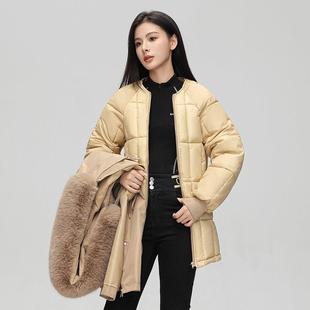 Mid-length Two-wear Cotton-padded Coat Women's Korean-style Over-the-Knee Pike Clothing Slim-fit Fur Collar Casual All-match Cotton-padded Coat Women's Take-off Windbreaker