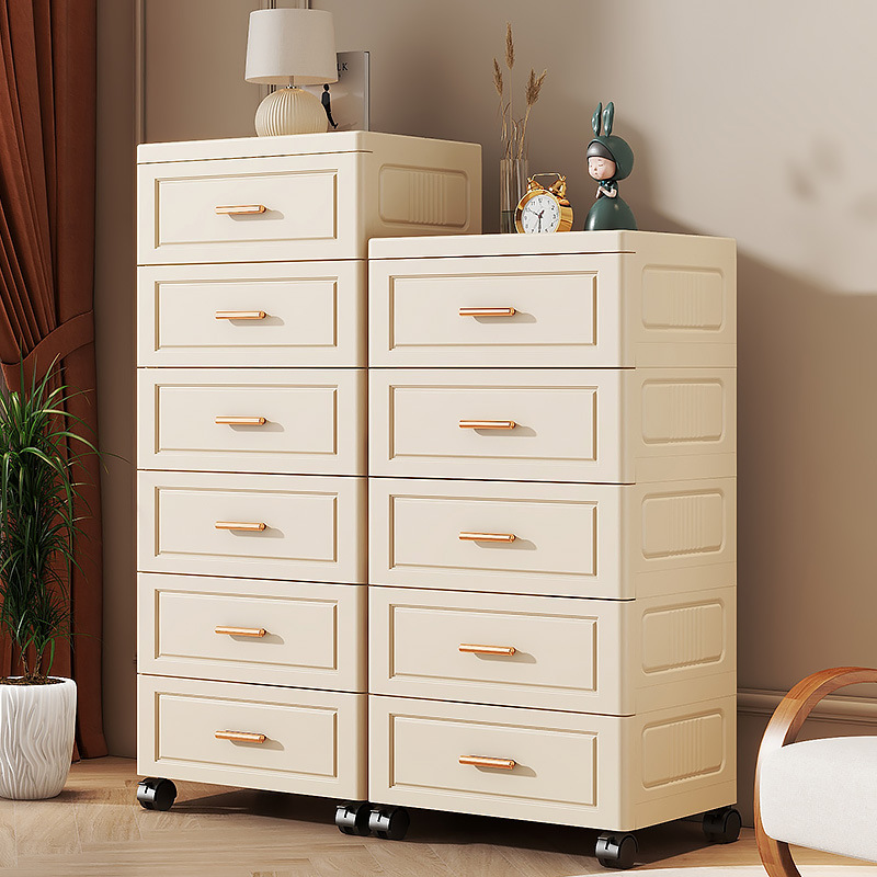 Drawer type storage box wholesale thickened plastic household clothes toy storage box multi-layer bedside large storage cabinet