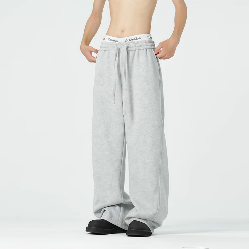 Grey American Style Banana Sweat Pants Men's Spring and Autumn Casual Straight Dummy Wide Leg Pants Lazy Style Sports Pants