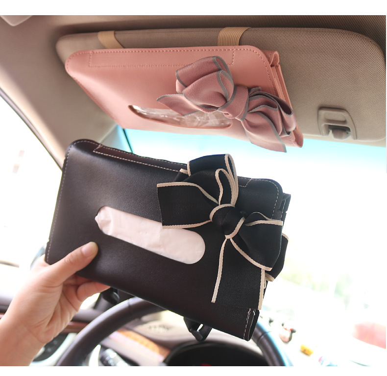 Car Creative Cartoon Tissue Box for Sun Visor, Hanging Type, Sunroof, Seat Back Tissue Holder, Female Car Interior Accessories