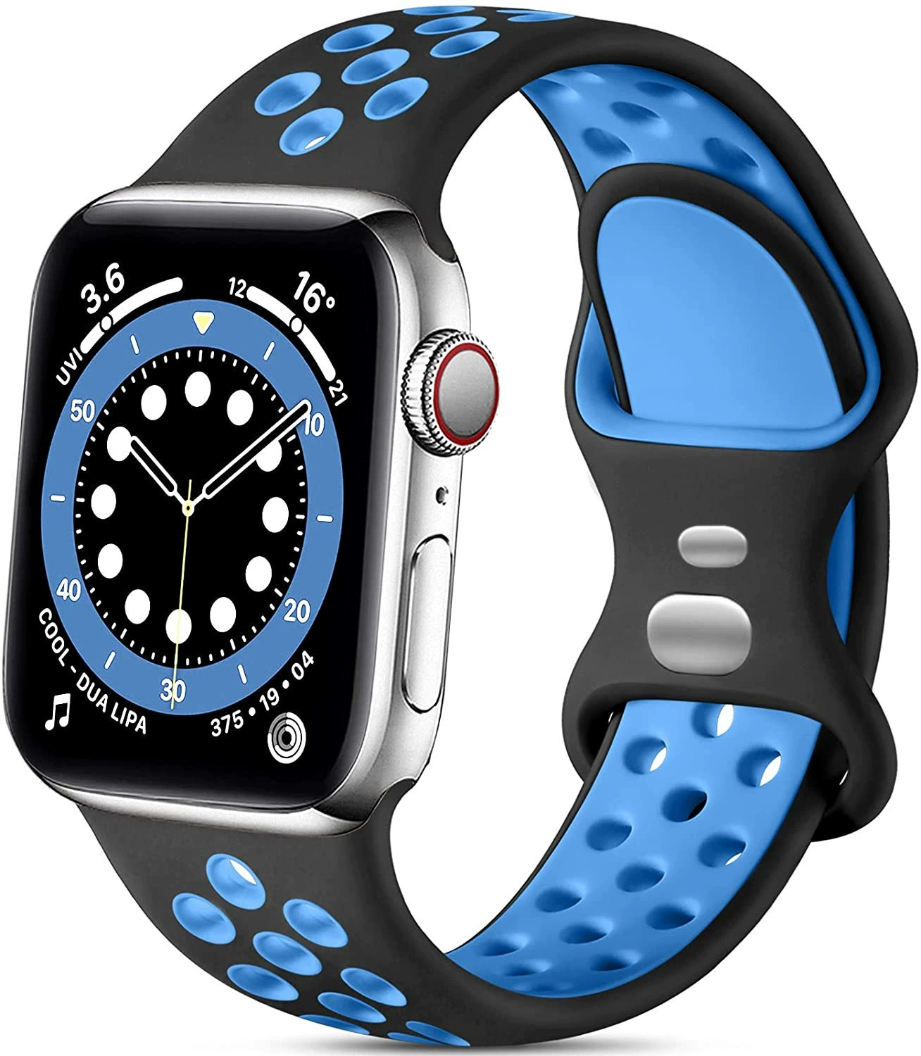 Применимый AppleWatch7 Apple двухцветный Nike силиконовый ремешок iWatch8 бабочка пряжка двухцветный дыхательный