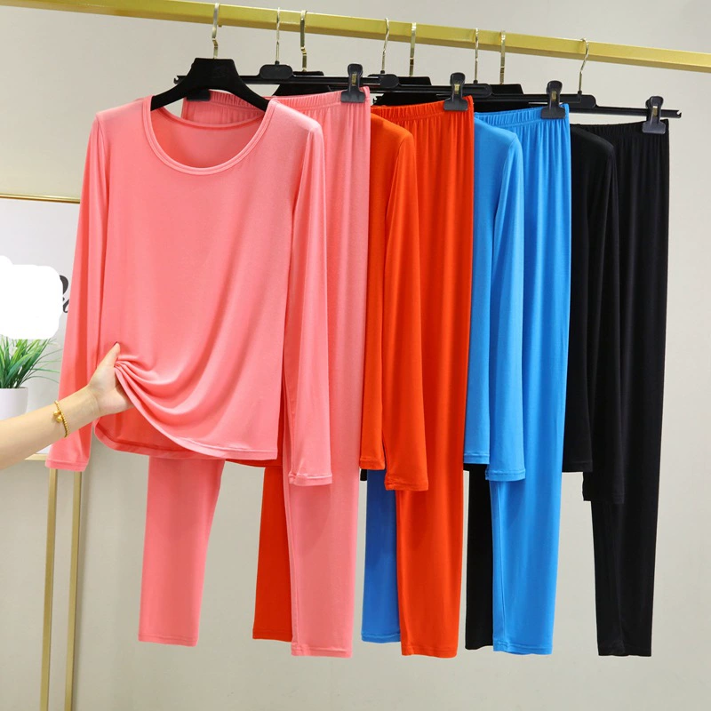 Женский костюм из модала с длинными кальсонами, тонкое облегающее внутреннее белье, майка больших размеров, хлопковое термобелье