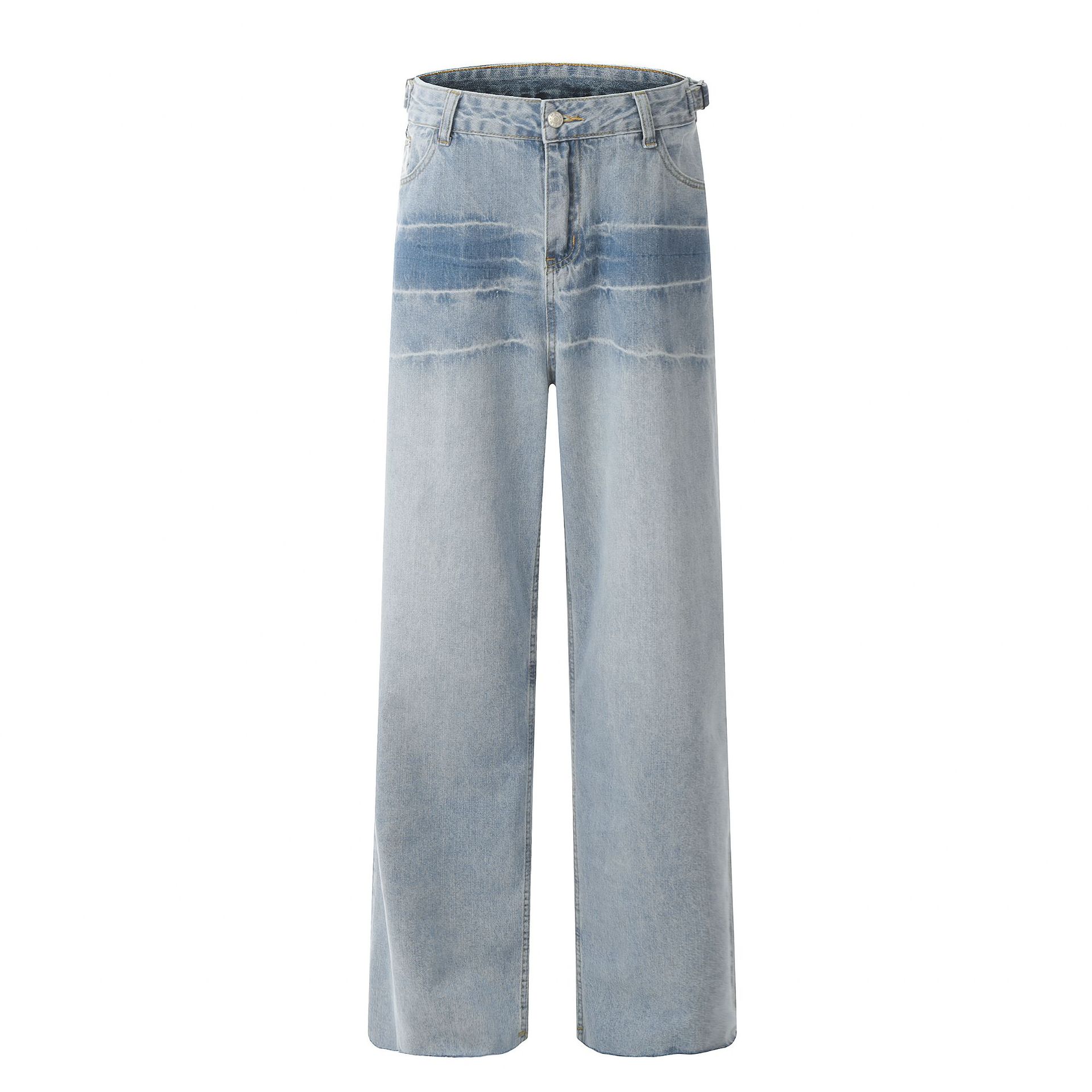 Vêtements pour hommes EONMODISH | Pantalon en denim délavé tendance American High Street, nouveau produit d'automne 2024_voghion.com