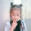 Children's ponytail, small bell from pearl, wig, hair accessory, hair rope with pigtail, gradient