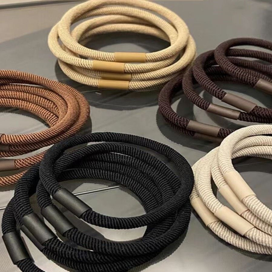 Basic versatile everyday black hair tie [random color 4 pcs/bag]