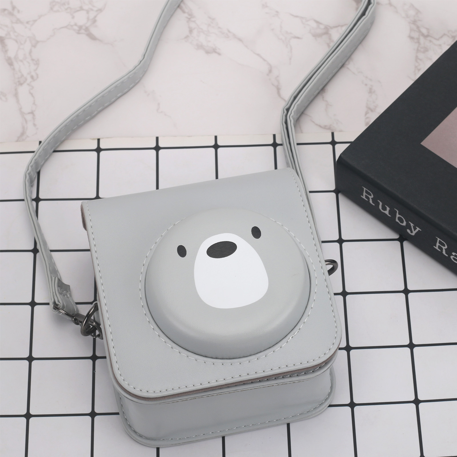 Entrega de una pieza Fuji Polaroid mini12 gris oso Cámara bolsa de almacenamiento hombro/crossbody