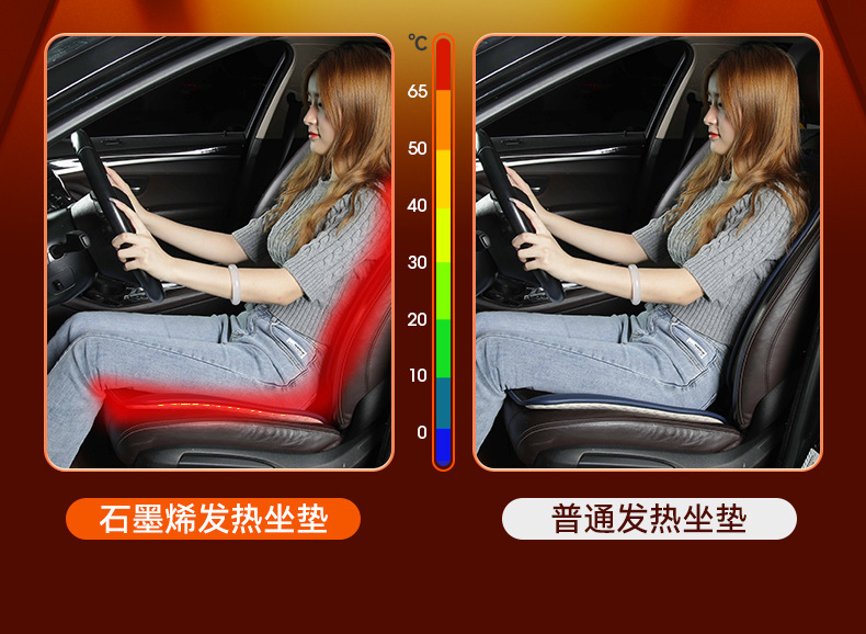 New Graphene Car Seat Cushion down Warm USB Cigarette Lighter Quick Heat Office Chair Winter Warm Magical