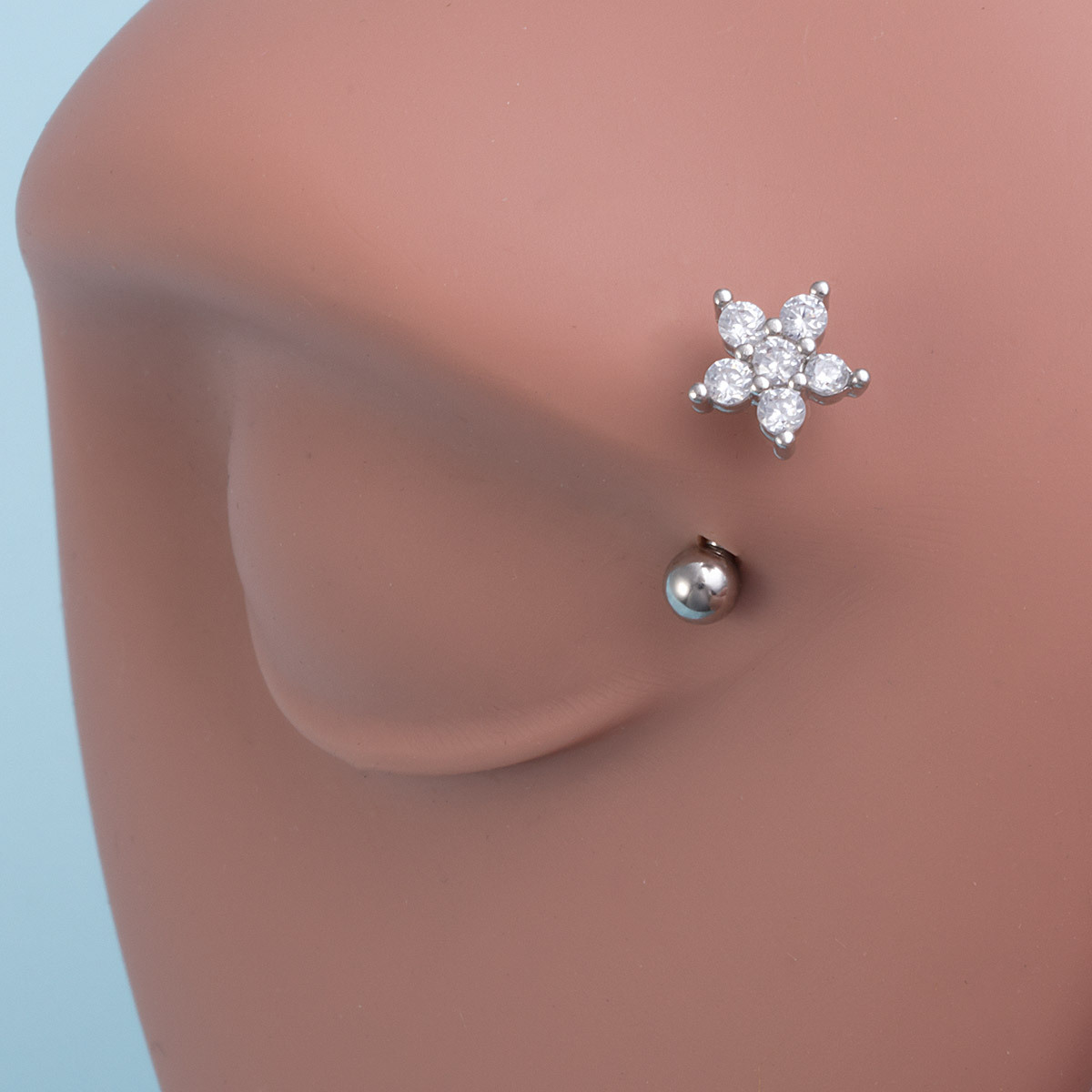 Piercing nombril en acier inoxydable avec papillon en zircon_voghion.com