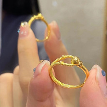 小红书马蹄戒指女小众设计感 环环相扣戒指女麻花素圈活口戒指