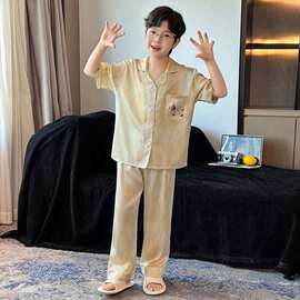 男童休闲睡衣夏薄款2026新款青少年男孩夏天家居服套装儿童空调服