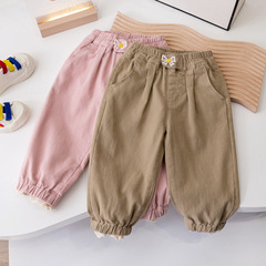 Ladies' Spring and Autumn Outwear Lantern Pants 2023 New Korean Style Casual Matchable Butterflies Knot Children's Halter Edge Pants