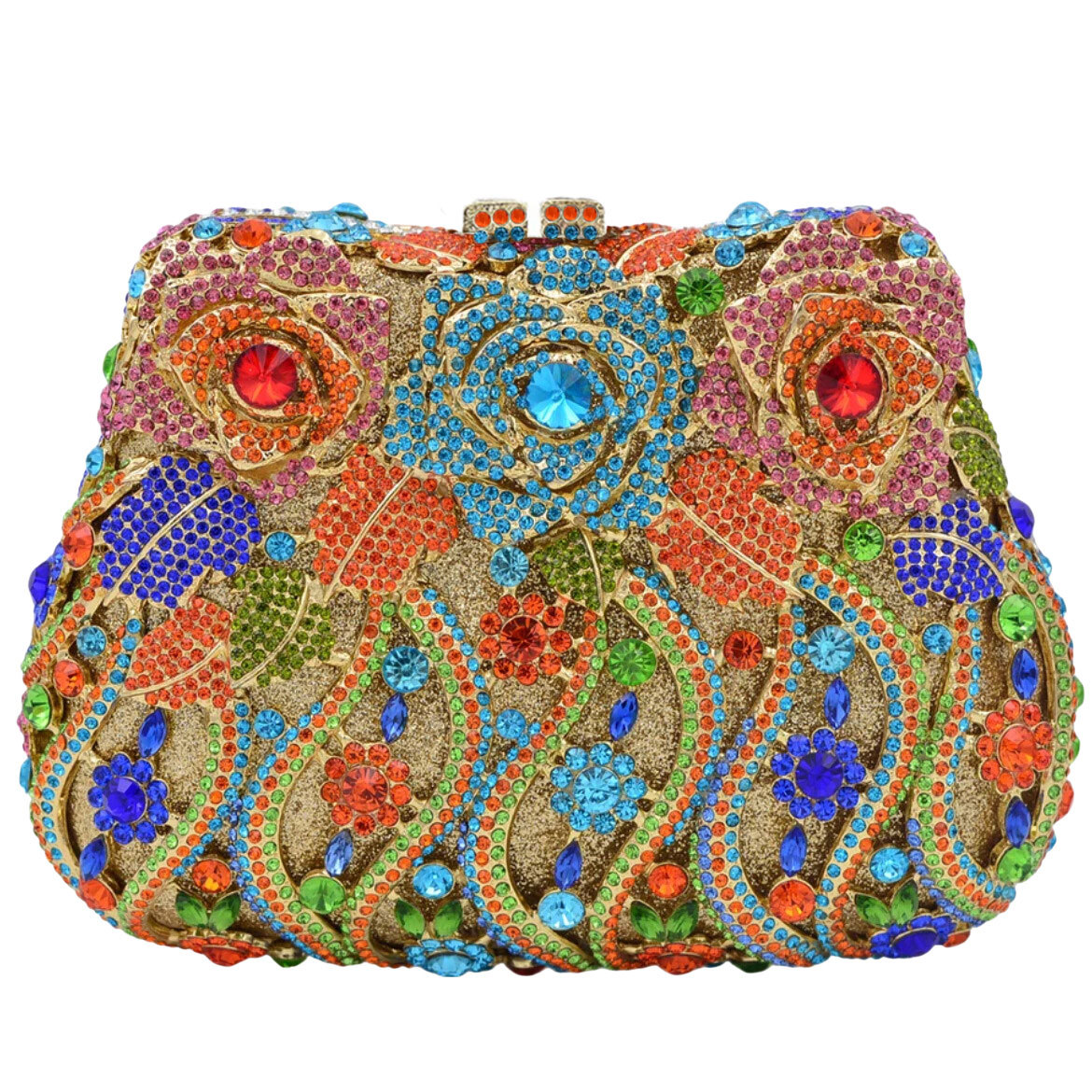 Cross-border nuevo hueco rosa con diamantes bolsas de cena de diamantes bolsas de moda de mano de mujer embrague de cristal