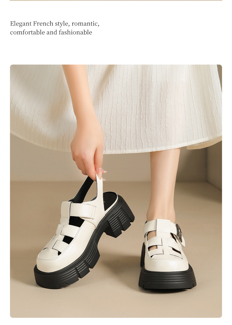 Sandal đế dày nữ phong cách Hàn Quốc quai chữ V tôn dáng — KN27 màu đen chi tiết 12