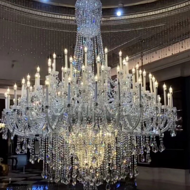 European Crystal Chandelier Living Room Lamp Luxury Villa Restaurant Lamp Duplex Staircase Long Lamp Wedding Hall Lobby Chandelier