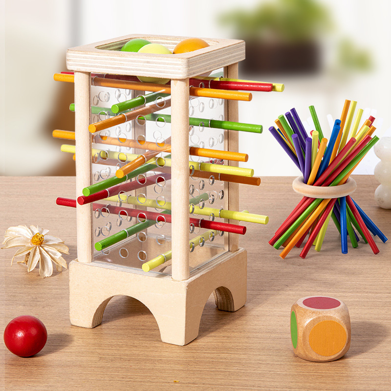 Juguetes educativos Montessori para la primera infancia, juego de tirar de palitos de madera, juego educativo interactivo entre padres e hijos, juguetes para bebés de jardín de infantes