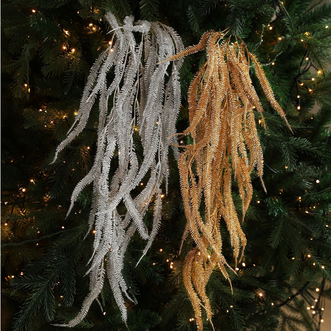 Polvo de viscosidad transfronteriza ramas de sauce colgantes de flores de oro polvo de plástico imitación de hojas decoración de árbol de Navidad