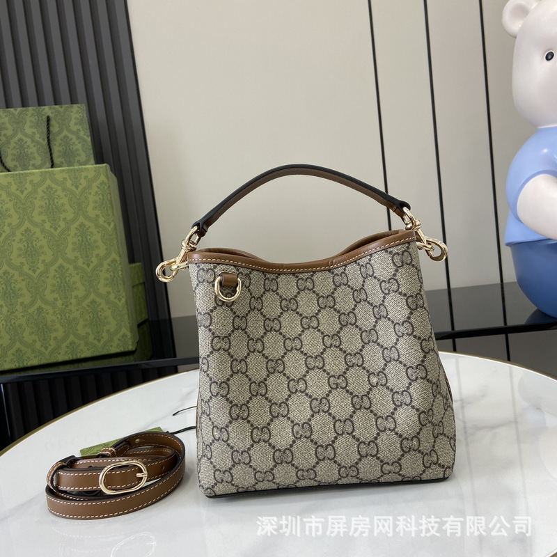 25 New Emblem Series Small Bucket Bag Gucci Shoulder Crossbody Women's Handbag Export Cross-Border 25 New Emblem Series Small Bucket Bag Gucci Shoulder Crossbody Women's Handbag Export Cross-Border
