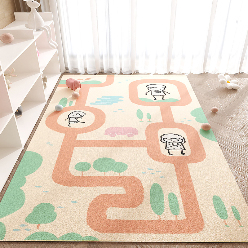 漫画かわいいゲームパッド家庭用拭き取りフリーレザーカーペット裁断可能防水防油リビングカーペット