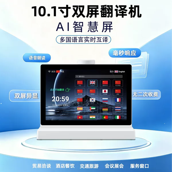 Dual-screen AI translator, business simultaneous interpretation, multi-language voice translation, accurate, intelligent, and real-time dialogue and communication