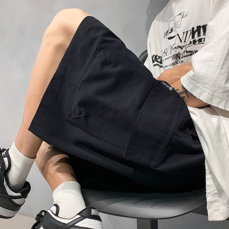 Japanese Style cityboy Tooling Shorts Men's Summer Loose Big plus size Pants for Fat Men Trendy Brand Retro Five-point Pants
