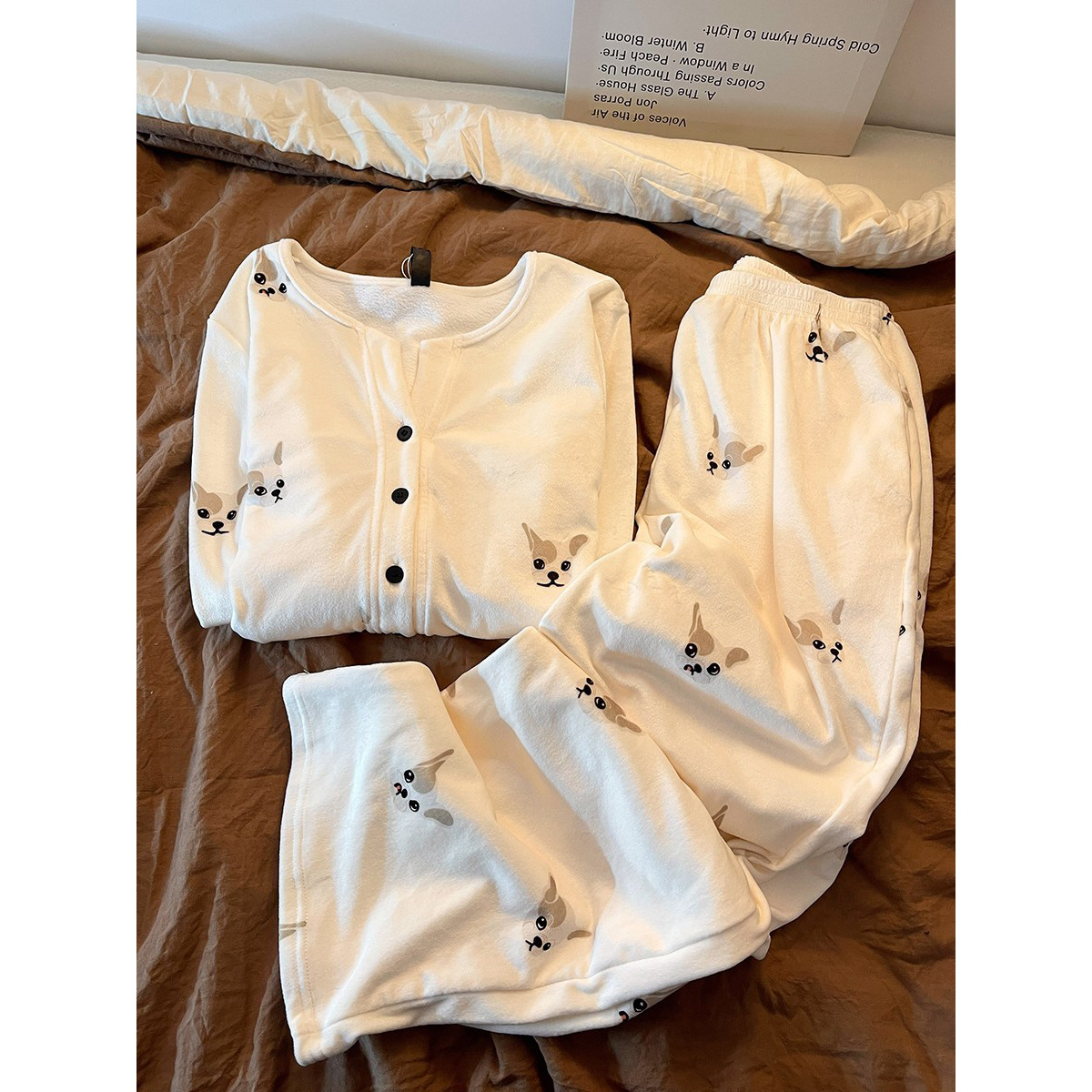 Derong Pajamas Women's Autumn and Winter Long-Sleeved Warm Suit High-End Thickeneded Cardigan Home Clothes High-End Can Be Worn Outside