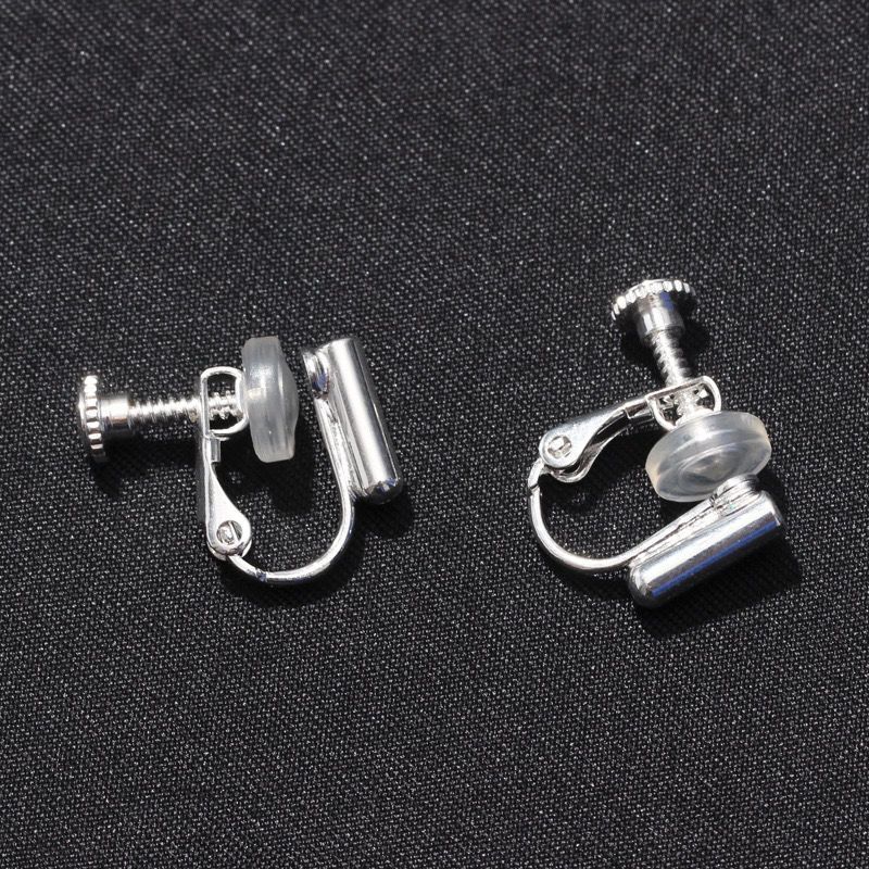 Silver long tube screw ear clip