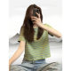 Striped Short-sleeved T-shirt Women's Summer Design Sense Niche Slim-fit Slimming Round Neck Short Shoulder Top
