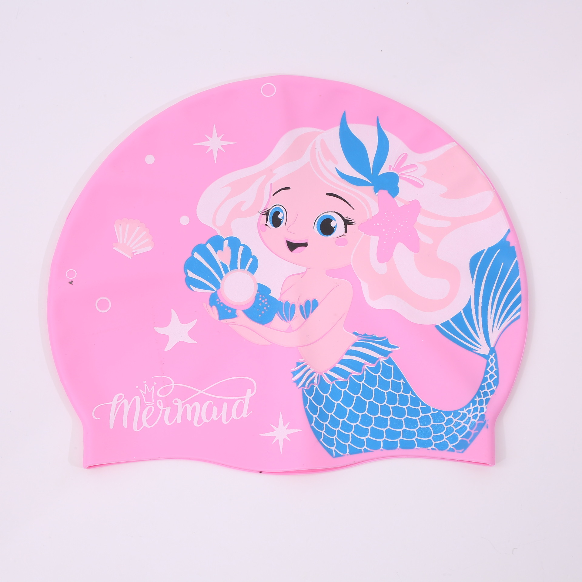 Gorro de baño de dibujos animados de silicona para niños, cabello largo para niñas, protección para los oídos impermeable, sin estrangulamiento, lindo gorro de natación, equipo de natación