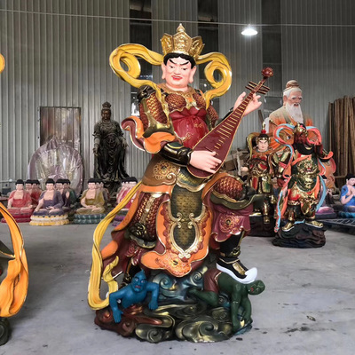 鑄銅四大天王雕塑彩繪玻璃鋼四大金剛護法神像寺廟落地供奉擺件