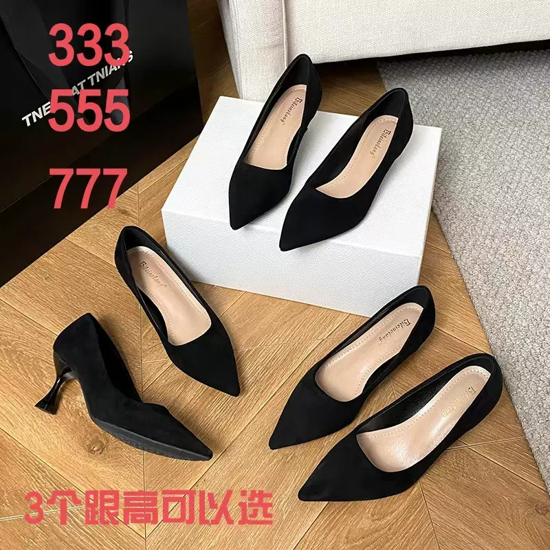 气质浅口单鞋女鞋25春秋新款简约百搭安可拉红法式晚风瓢鞋高跟鞋