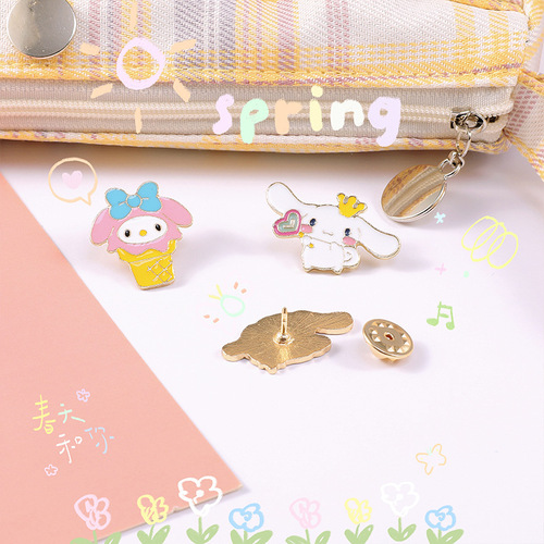 Cartoon animal metal dripping oil jade precious dog brooch female Japanese jk stationery bag accessories cute style creative trinkets