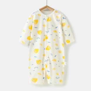 Baby's One-piece Clothes Summer Thin Suit Pure Cotton Air-conditioning Clothes Pajamas Newborn Boy's Summer Long-sleeved Haggown