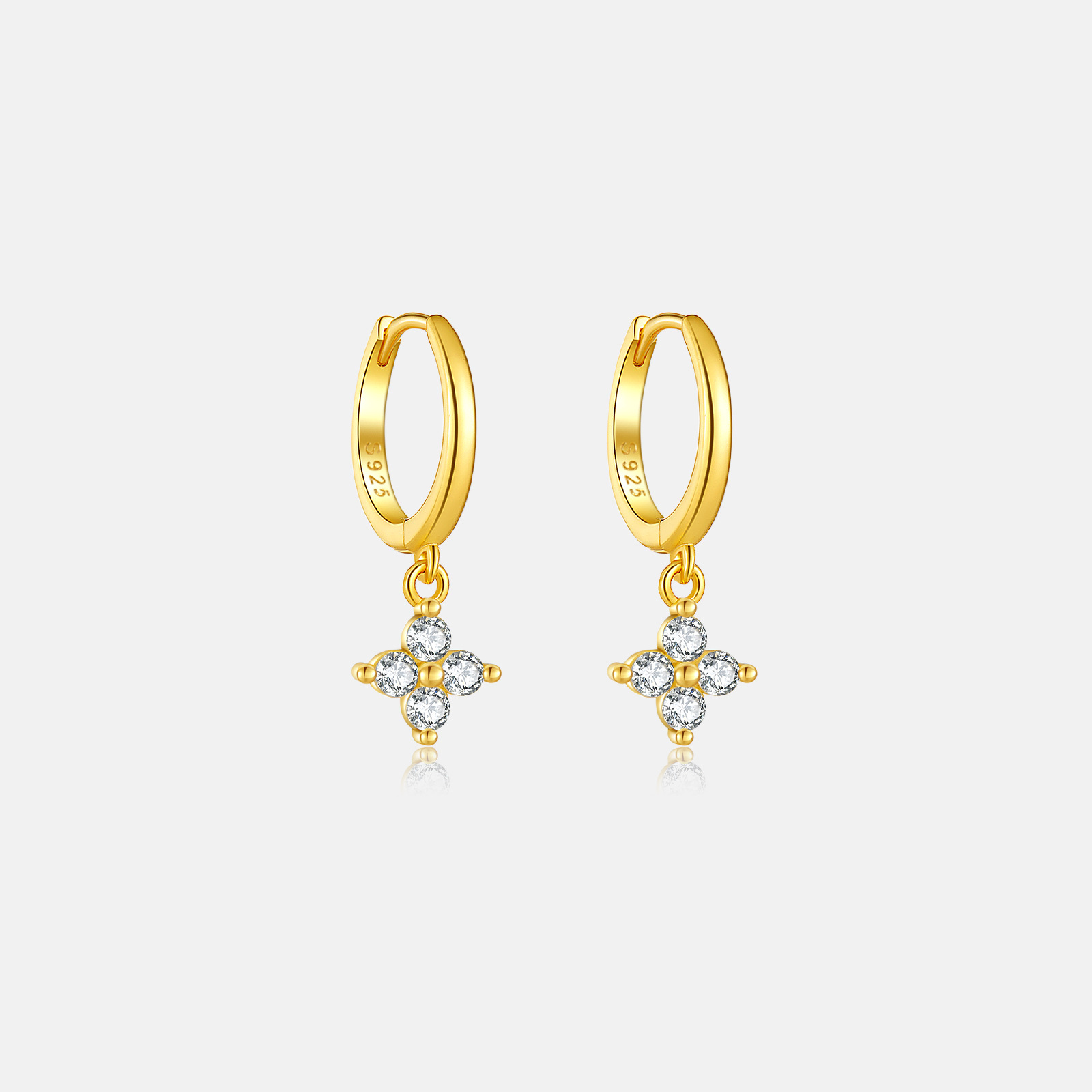 1 Pair IG Style Shiny Geometric Inlay Sterling Silver Zircon Drop Earrings display picture 8