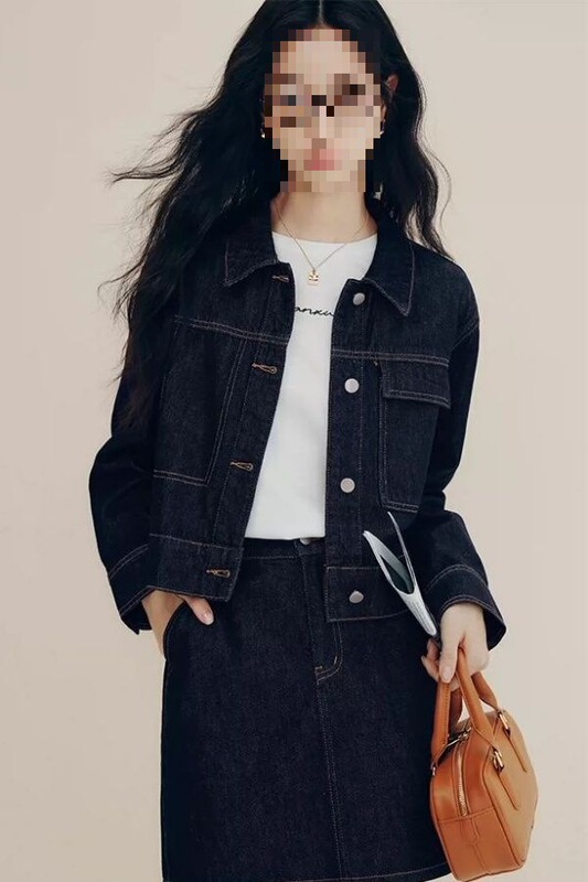 Spring and Autumn Retro Fashionable Denim Jacket for Girls Petite Short New Dark Blue Jacket Top Spring and Autumn Retro Fashionable Denim Jacket for Girls Petite Short New Dark Blue Jacket Top