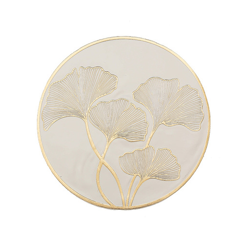 Ginkgo Leaf Western-style Table Mat Hotel Versatile Decorative Item PVC Table Heat Insulating Mat Round Table Mat Ins Cup Mat