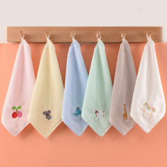 2F10條裝幼兒園掛繩擦手巾純棉小毛巾兒童寶寶全棉方巾正方形四方