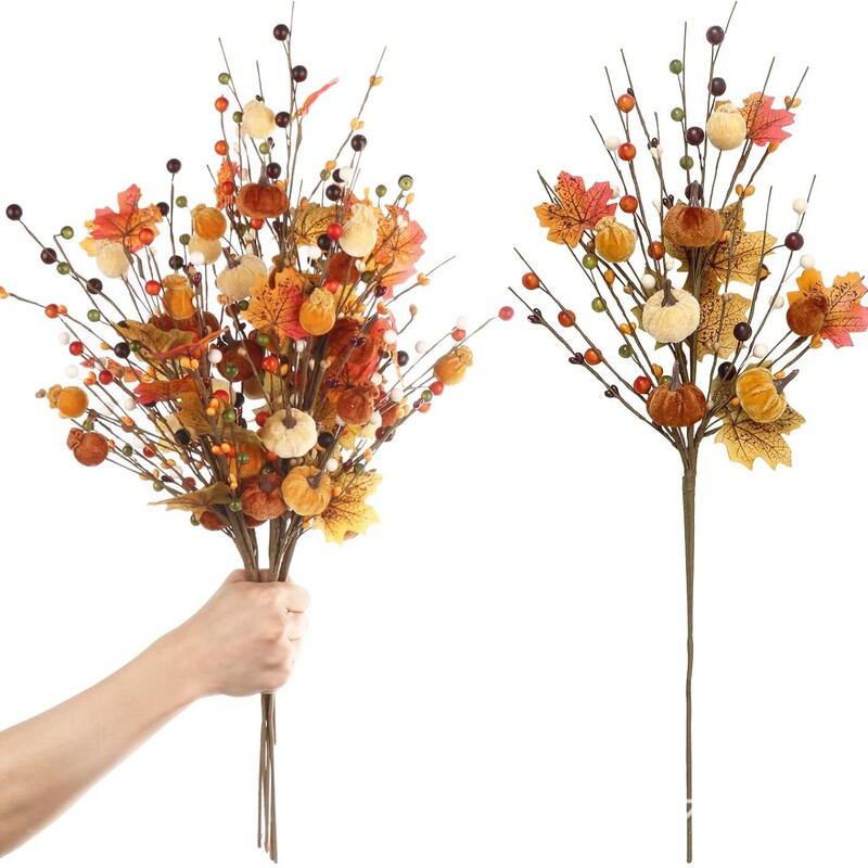 Cross-Border Halloween Decorations, Artificial Flowers, Autum Maple Leaf Pumpkin Cuttings, Bouquets, Home Party Decorations