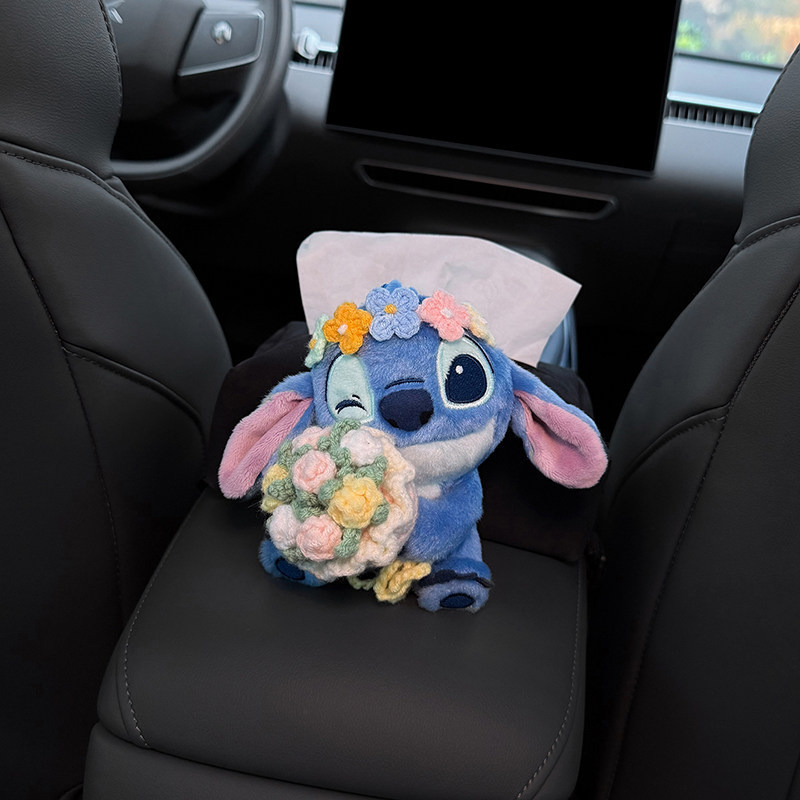 Car Tissue Box, Car Armrest Box Tissue Bag, Genuine Stitch-Style Car Tissue Bag, High-End Feel for Women