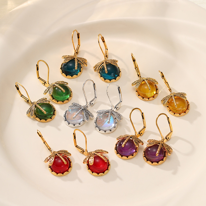 Dragón y creativo retro libélula imitación de cristal colgante pendientes glamour joyería de mujer pendientes bohemios