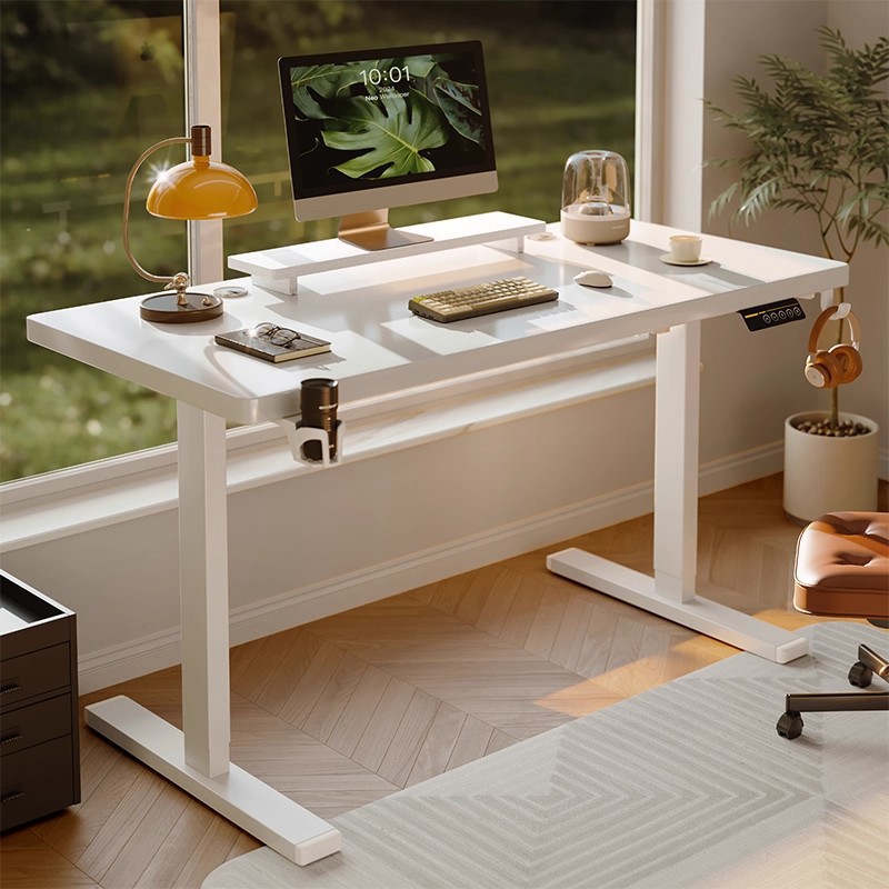 Mesa de elevación eléctrica doble motor de madera sólida mesa de computadora elevable mesa de escritorio mesa de oficina mesa de trabajo mesa soporte de pierna
