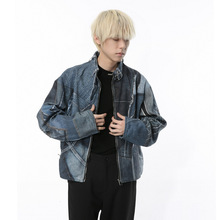 MTLCLOTHES男装|2024春款新品 撞色拼接小众设计感立领牛仔外套潮