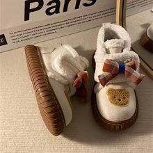 ins小熊雪地靴女加绒加厚2024年秋冬季新款防滑卡通玩偶东北棉鞋