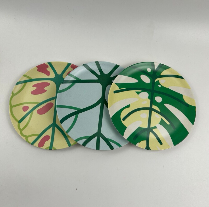 Food Grade Reusable Bamboo Fiber Dinner Plate, Environmentally Friendly Gift Dinner Plate, Customizable Logo Pattern, Direct Supply from Manufacturer