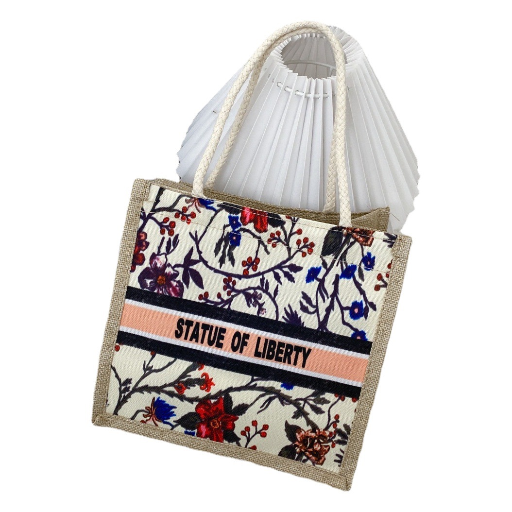Moda algodón y lino bolsa pequeña clase merienda bolsa de compras portátil Internet celebridad retro 2024 nuevo bolso de las mujeres