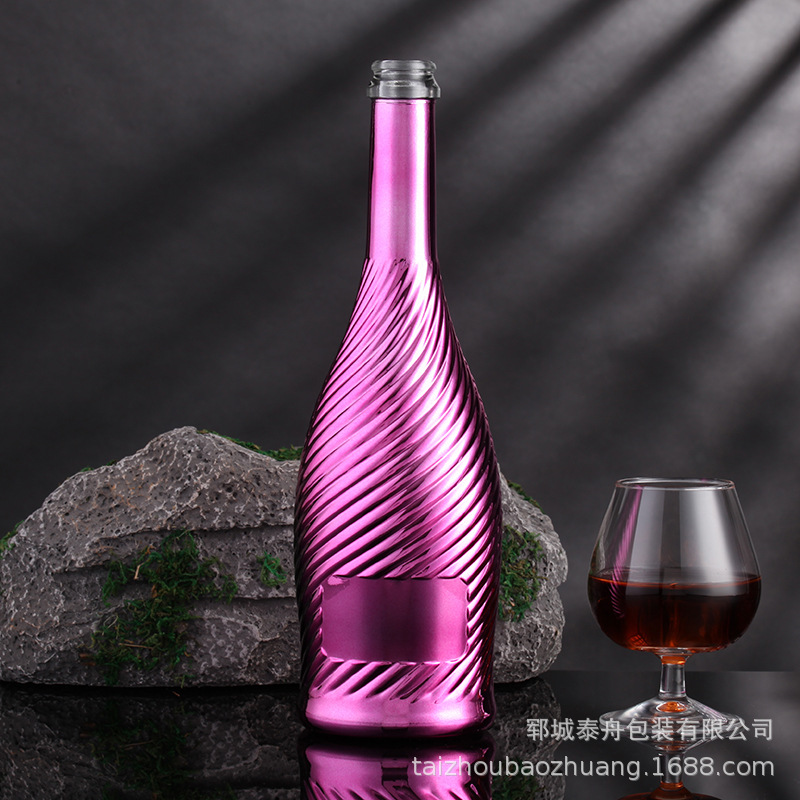 山东厂家白酒瓶起泡酒750ML酒瓶电镀uv香槟瓶空酒瓶销售