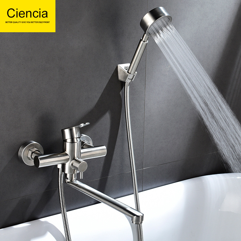 ciencia kedelin bathtub hot and cold lengthened faucet simple wall shower head suit