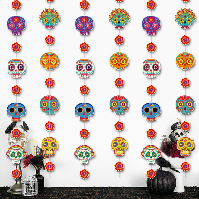 Decoración de fiesta temática mexicana del Día de los Muertos Colgante Cave Colgante Colgante de línea Decoración de la atmósfera del Día de los Muertos