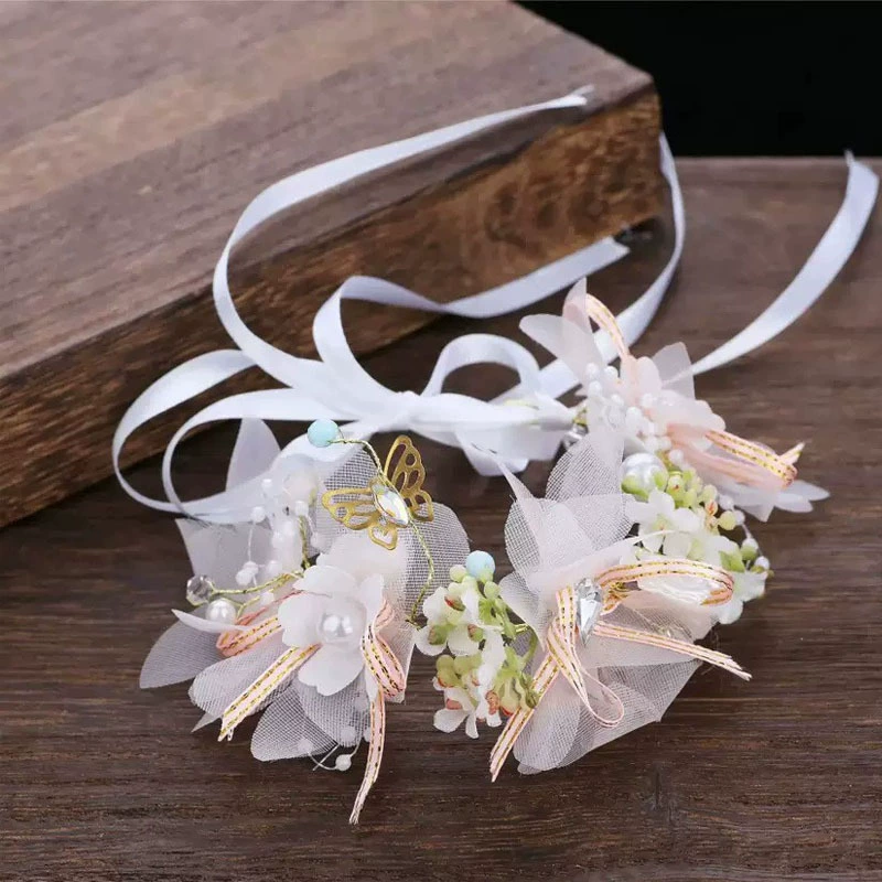 Матово ткаченый детский браслет из жемчуга handmade, с цветами