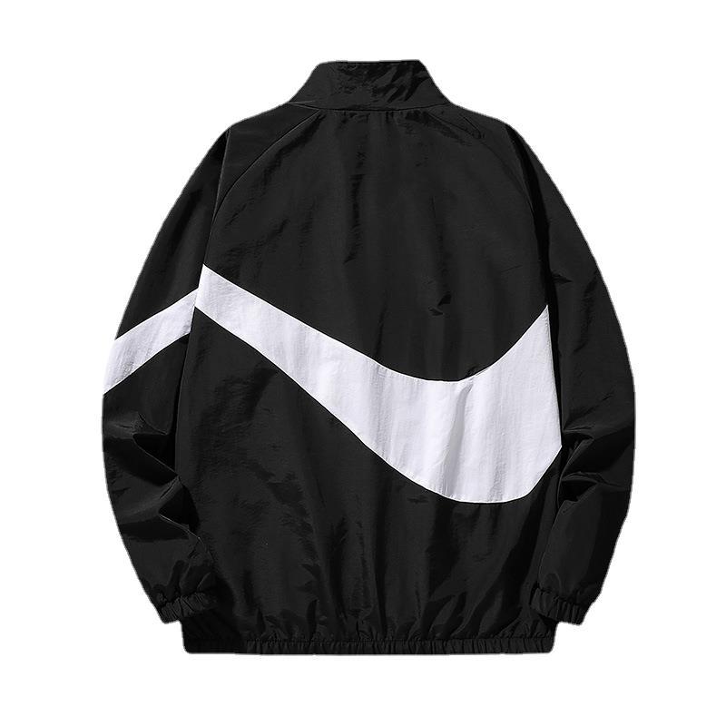 En stock nuevo 2023 otoño deportes hombres windbreaker moda urbana suelta con capucha stand collar color matching abrigo